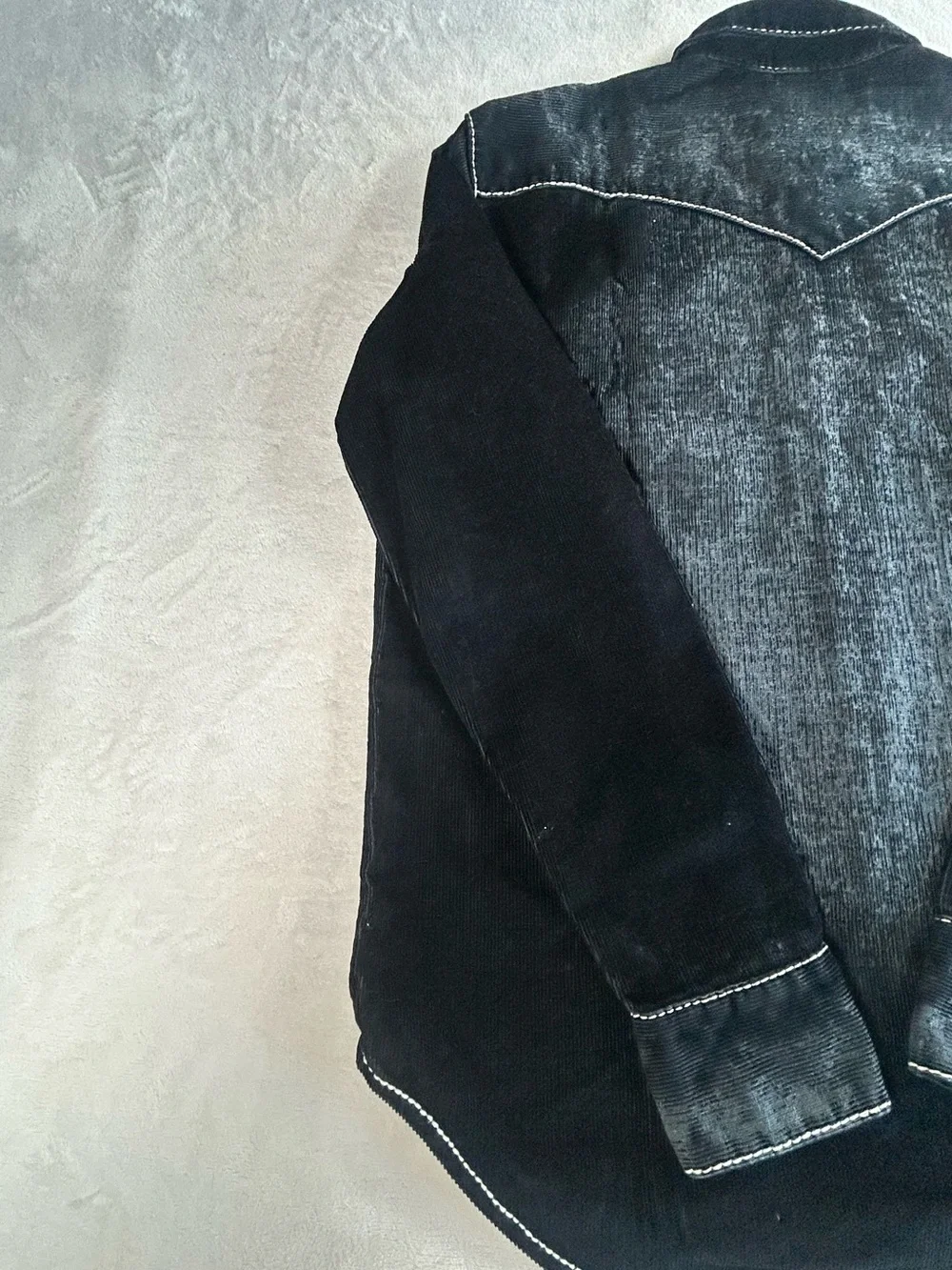 True Religion Black Corduroy Western Shirt Long Sleeve pearl Snap Button Size M